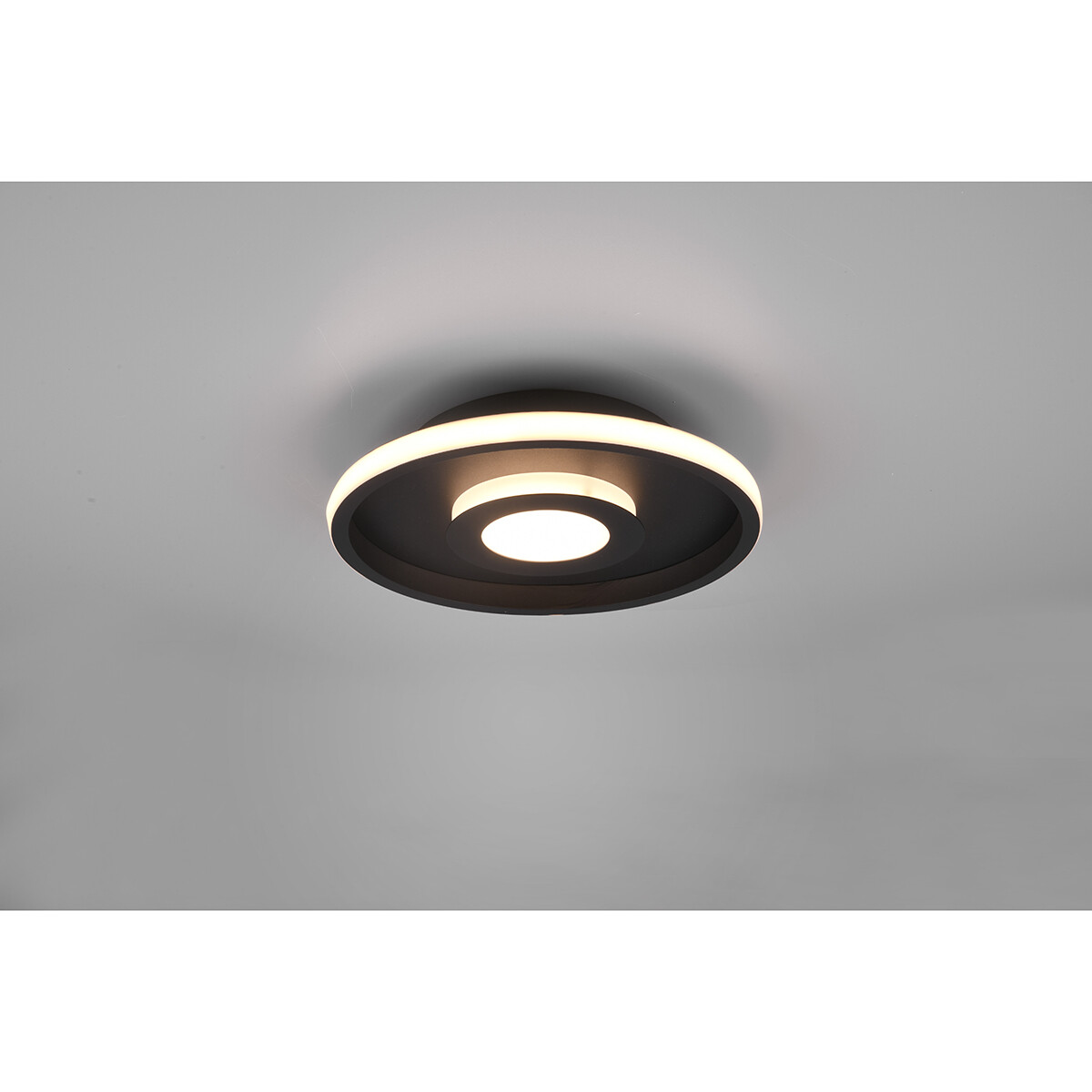 Plafonnier LED - Lumière de Salle de Bain - Trion Asmaya - En Saillie Rond 28W - Étanche aux Éclaboussures IP44 - Dimmable - Blanc Chaud 3000K - Mat Noir - Aluminium