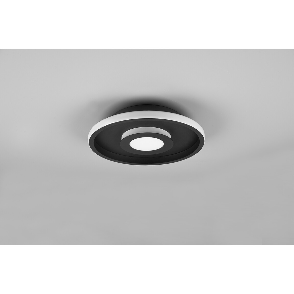 Plafonnier LED - Lumière de Salle de Bain - Trion Asmaya - En Saillie Rond 28W - Étanche aux Éclaboussures IP44 - Dimmable - Blanc Chaud 3000K - Mat Noir - Aluminium