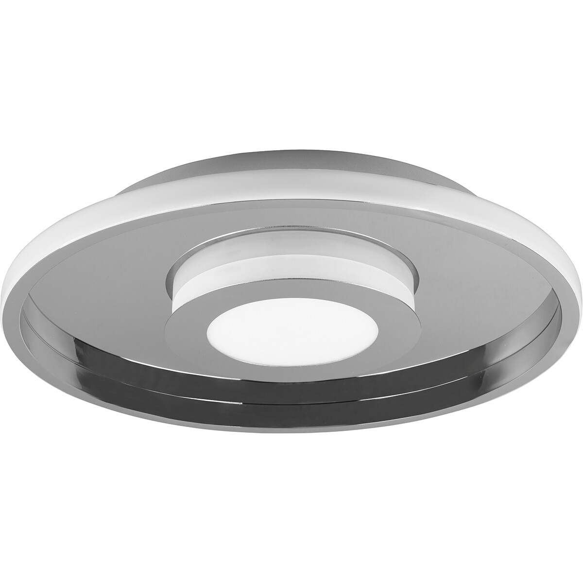 Plafonnier LED - Lumière de Salle de Bain - Trion Asmaya - En Saillie Rond 35W - Étanche aux Éclaboussures IP44 - Dimmable - Blanc Chaud 3000K - Mat Chrome - Aluminium