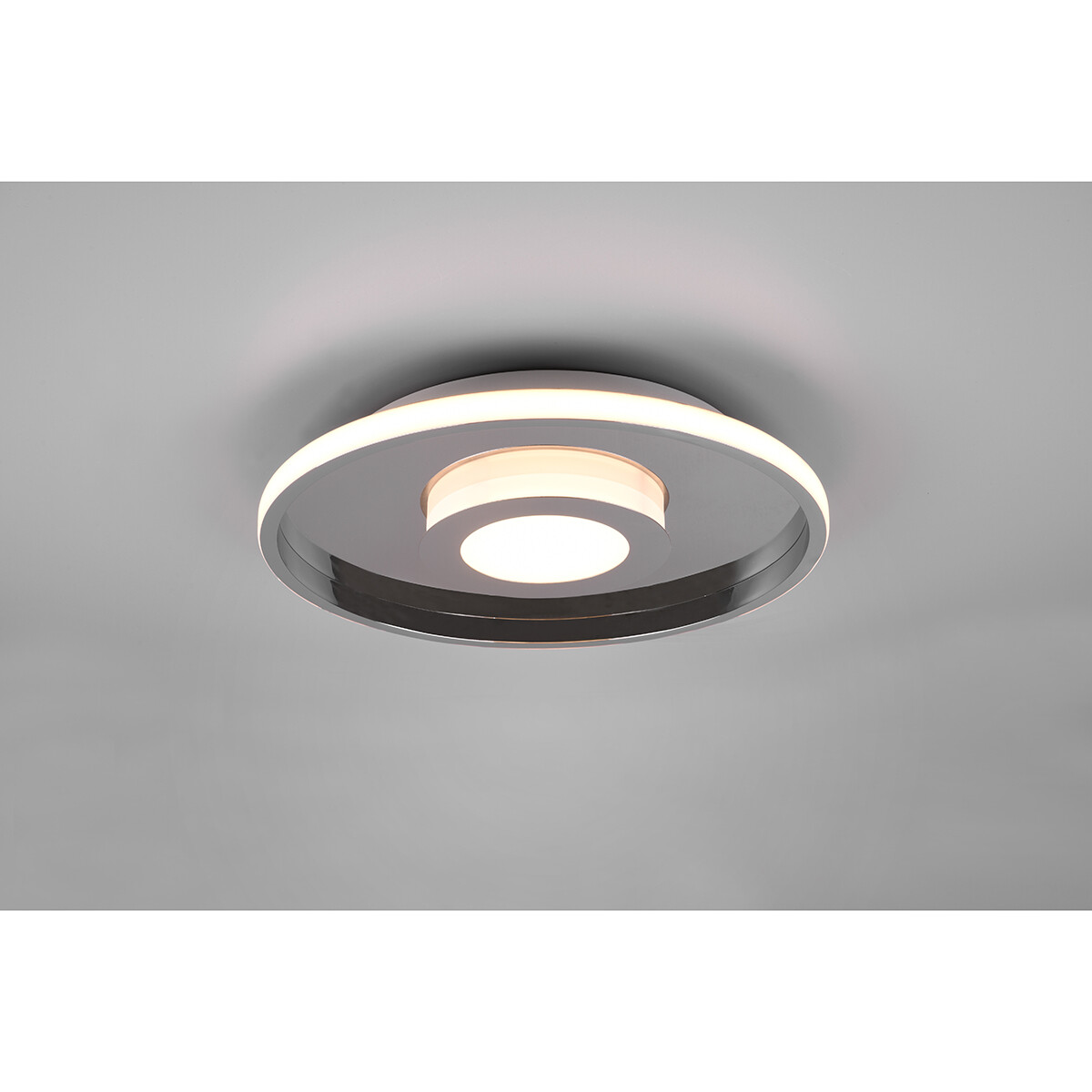 Plafonnier LED - Lumière de Salle de Bain - Trion Asmaya - En Saillie Rond 35W - Étanche aux Éclaboussures IP44 - Dimmable - Blanc Chaud 3000K - Mat Chrome - Aluminium