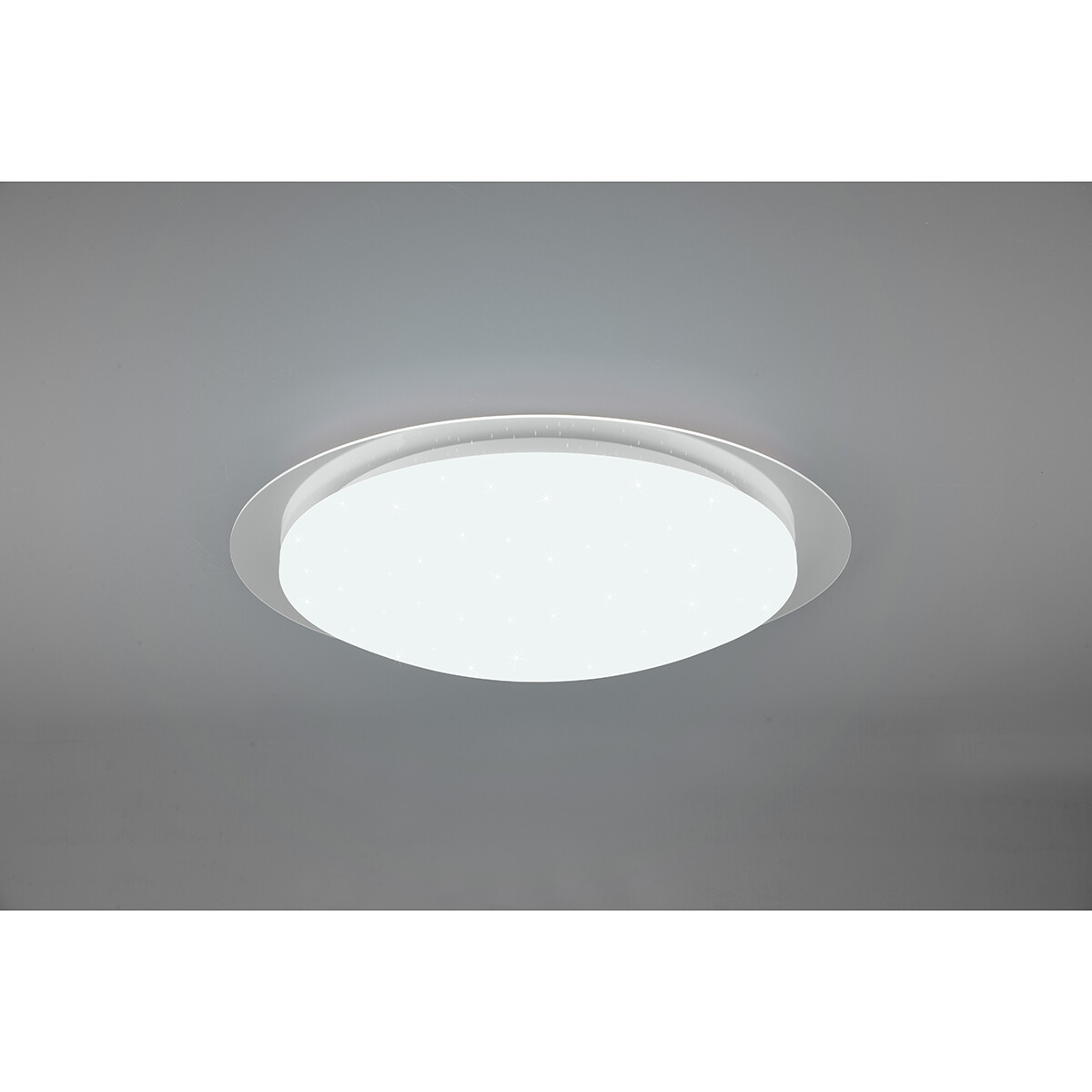 Plafonnier LED - Lumière de Salle de Bain - Trion Frozen - 18.5W - RGBW - Dimmable - Télécommande - Lumière Étoile - Rond - Mat Blanc - Plastique