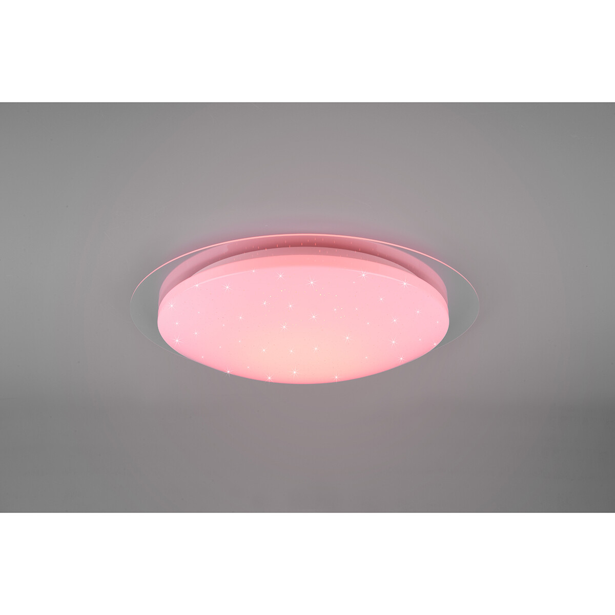 Plafonnier LED - Lumière de Salle de Bain - Trion Frozen - 18.5W - RGBW - Dimmable - Télécommande - Lumière Étoile - Rond - Mat Blanc - Plastique