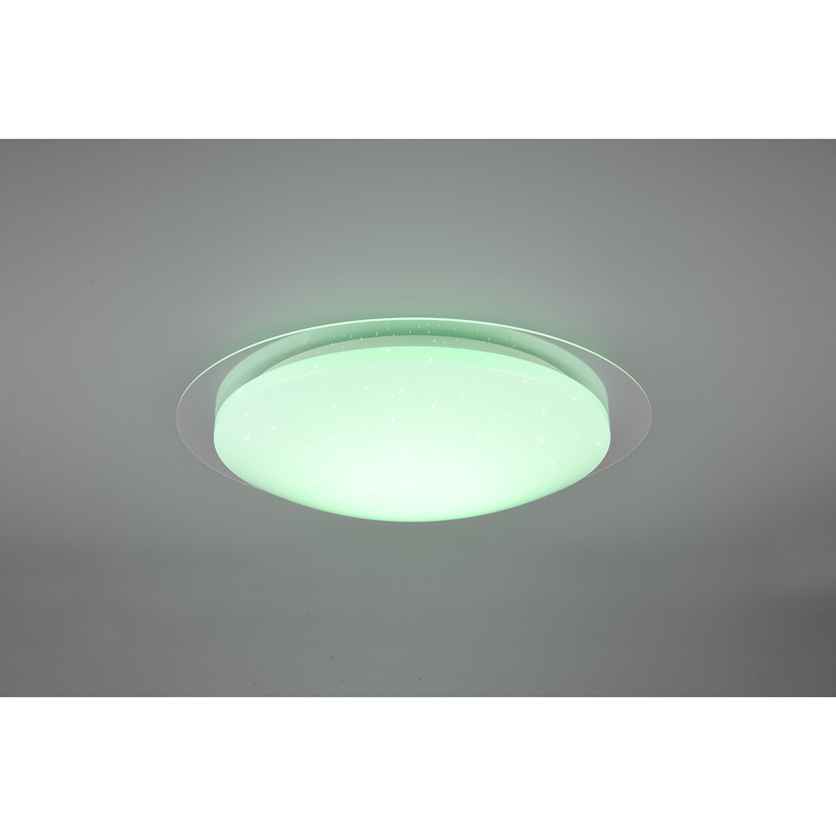 Plafonnier LED - Lumière de Salle de Bain - Trion Frozen - 18.5W - RGBW - Dimmable - Télécommande - Lumière Étoile - Rond - Mat Blanc - Plastique