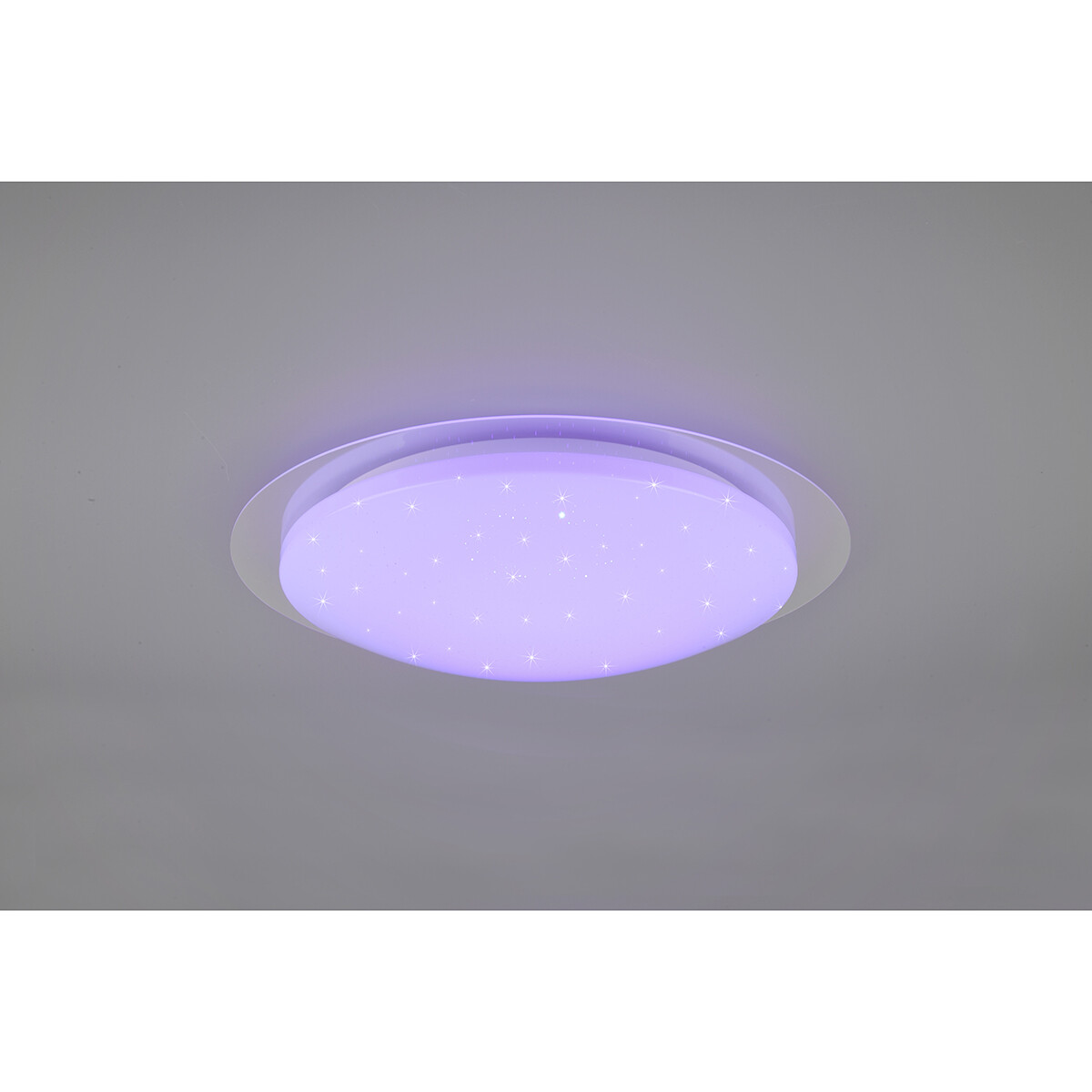 Plafonnier LED - Lumière de Salle de Bain - Trion Frozen - 18.5W - RGBW - Dimmable - Télécommande - Lumière Étoile - Rond - Mat Blanc - Plastique