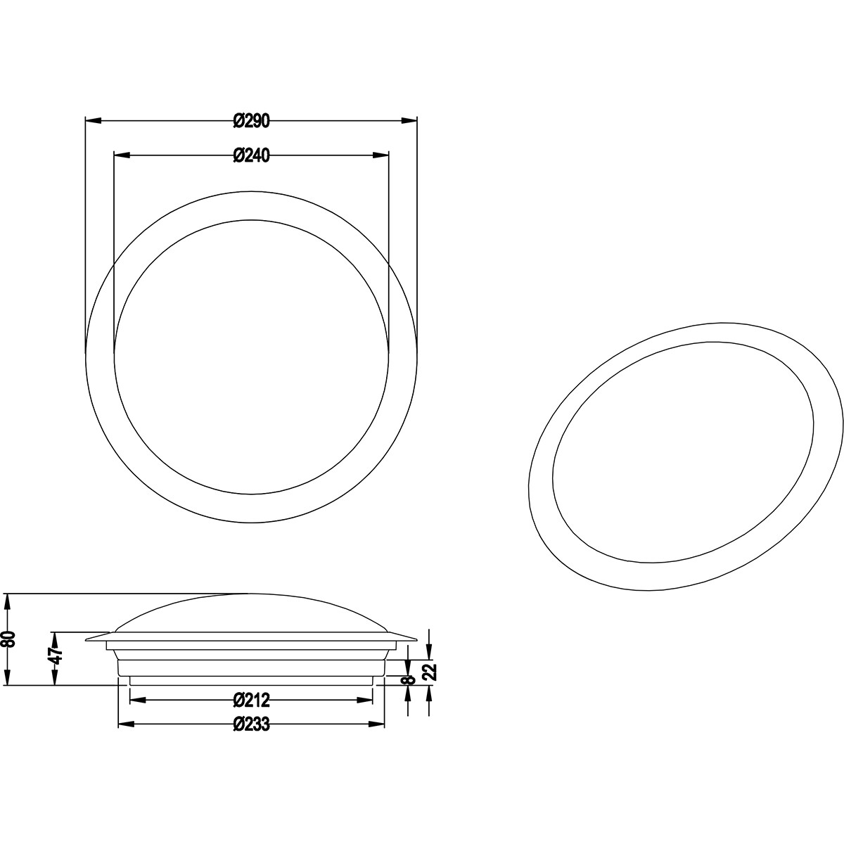 Plafonnier LED - Lumière de Salle de Bain - Trion Hambert - 12W - Blanc Neutre 4000K - Étanche aux Éclaboussures IP44 - Rond - Mat Noir - Plastique