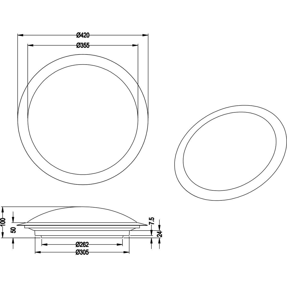 Plafonnier LED - Lumière de Salle de Bain - Trion Hambert - 18.5W - Blanc Neutre 4000K - Étanche aux Éclaboussures IP44 - Rond - Mat Chrome - Plastique