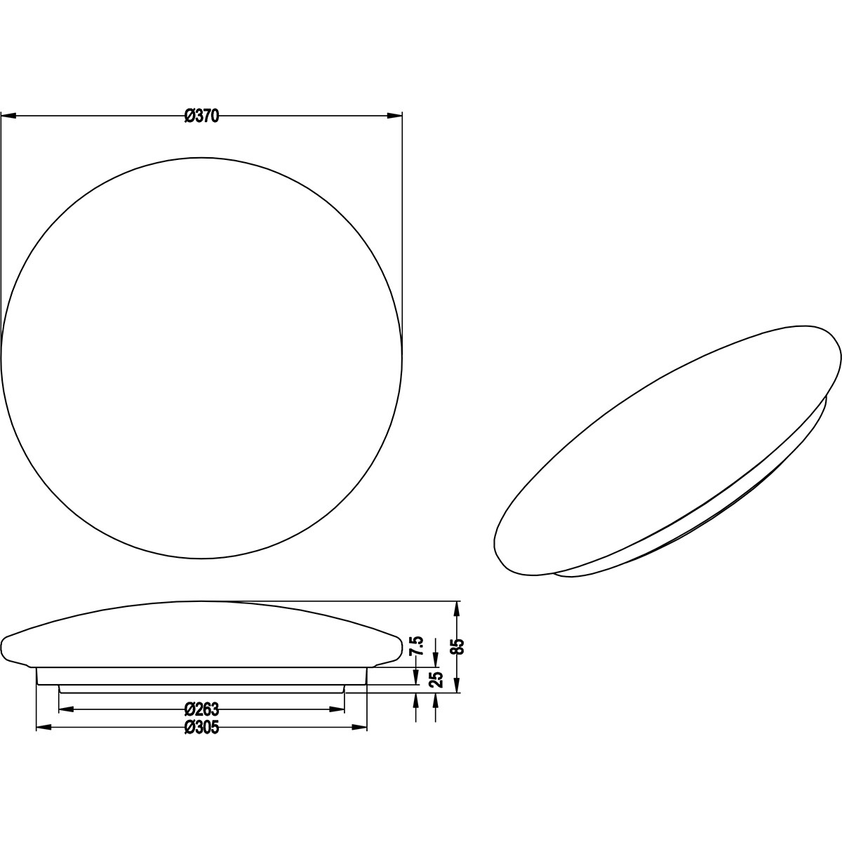 Plafonnier LED - Lumière de Salle de Bain - Trion Paula - 15W - Étanche aux Éclaboussures IP44 - Blanc Neutre 4000K - Lumière Étoile - Rond - Mat Blanc - Plastique