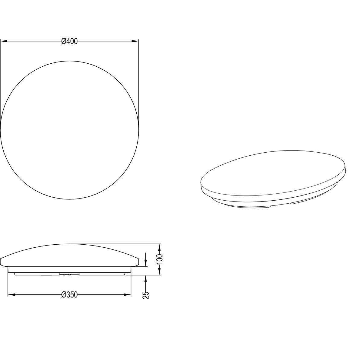 Plafonnier - Luminaire de Salle de Bain - Trion Tuzi - 15W - Étanche IP44 - Blanc Chaud 3000K - Rond - Blanc - Plastique