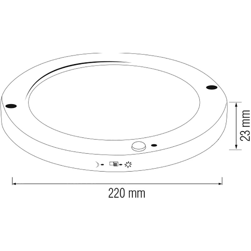 Plafonnier LED avec Détecteur de Mouvement + Interrupteur Crépusculaire - 18W - Couleur de lumière ajustable CCT - Angle de Détection 360° - Saillie/Encastré - Rond - Noir Mat