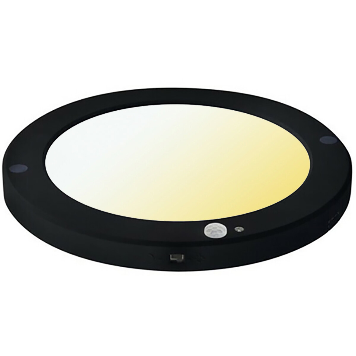 Plafonnier LED avec Détecteur de Mouvement + Interrupteur Crépusculaire - 18W - Couleur de lumière ajustable CCT - Angle de Détection 360° - Saillie/Encastré - Rond - Noir Mat