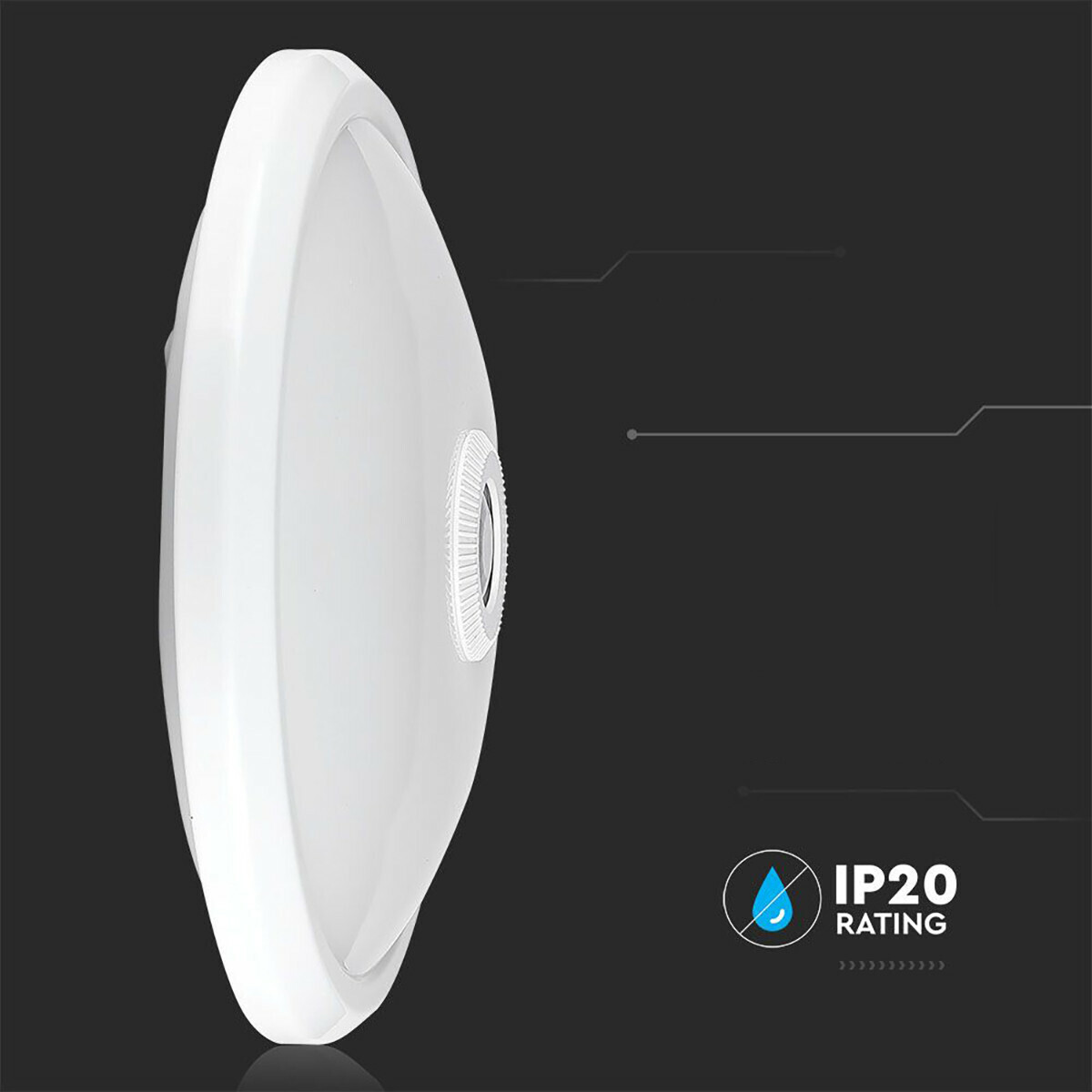 Plafonnier LED avec Détecteur de Mouvement + Interrupteur Crépusculaire - Kozolux Crimpy - 20W 1500lm - Couleur de lumière ajustable CCT - Montage en Surface - Rond - Blanc