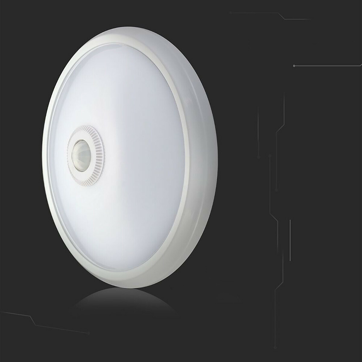 Plafonnier LED avec Détecteur de Mouvement + Interrupteur Crépusculaire - Kozolux Crimpy - 20W 1500lm - Couleur de lumière ajustable CCT - Montage en Surface - Rond - Blanc