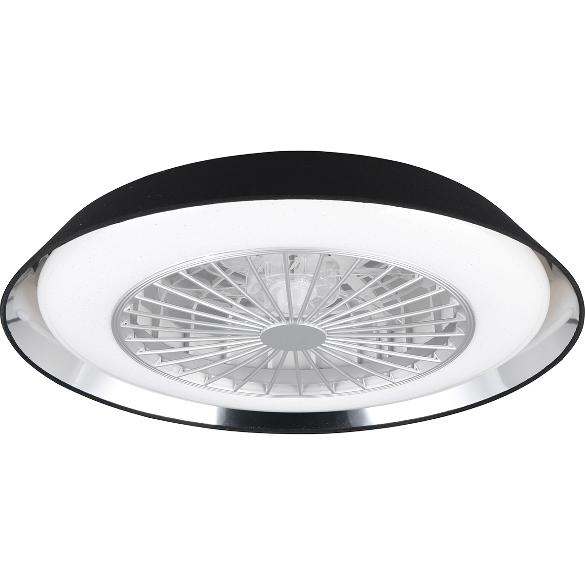 LED Plafonnier avec Ventilateur - Ventilateur de Plafond - Trion Berga - 30W - Couleur Ajustable - Télécommande - Gradable - Rond - Noir - Plastique