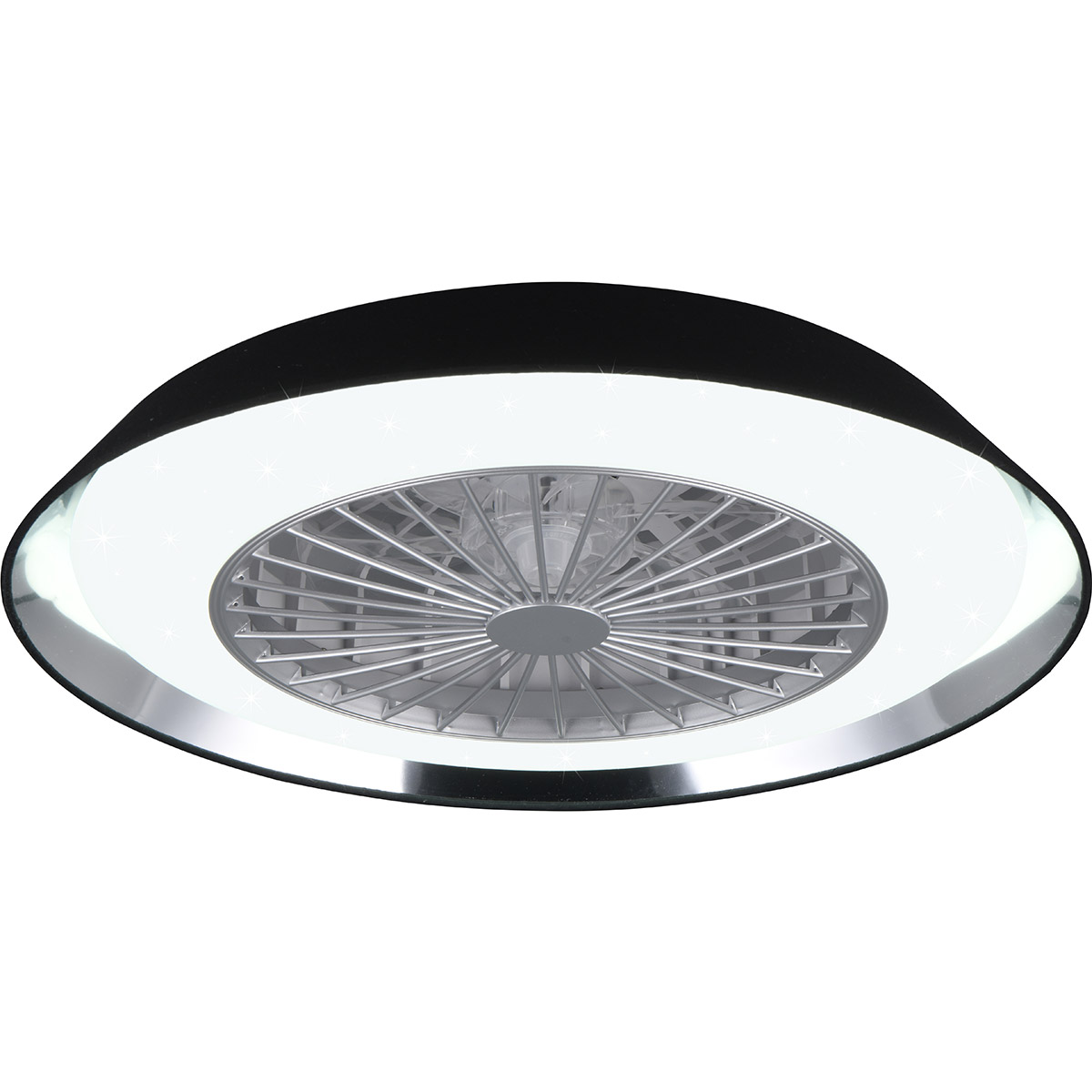 LED Plafonnier avec Ventilateur - Ventilateur de Plafond - Trion Berga - 30W - Couleur Ajustable - Télécommande - Gradable - Rond - Noir - Plastique