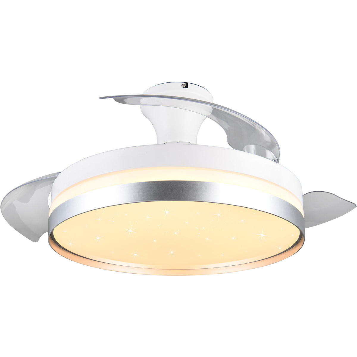 LED Plafonnier avec Ventilateur - Ventilateur de Plafond - Trion Berga - 35W - Couleur Ajustable - Télécommande - Gradable - Rond - Titane - Plastique