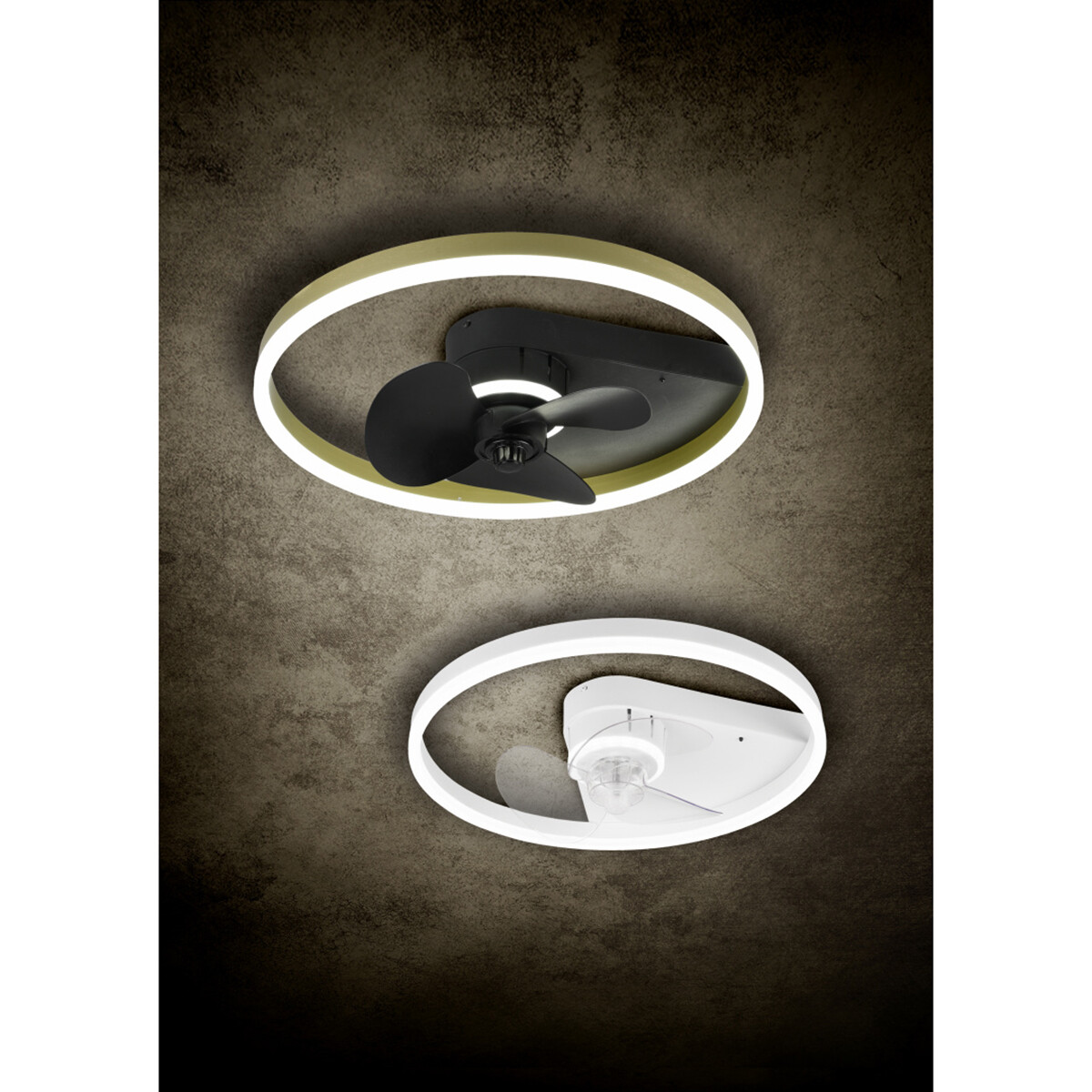 Plafonnier LED avec ventilateur - Ventilateur de Plafond - Trion Borkino - 30W - Couleur de lumière ajustable - Télécommande - Dimmable - Rond - Mat Noir - Aluminium