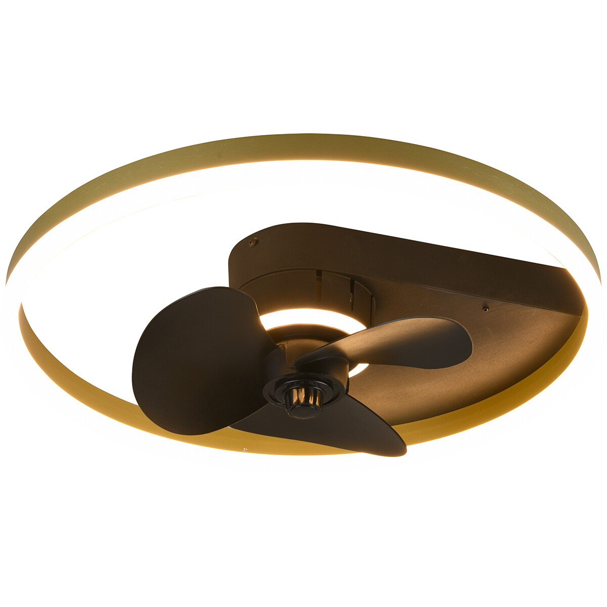 Plafonnier LED avec ventilateur - Ventilateur de Plafond - Trion Borkino - 30W - Couleur de lumière ajustable - Télécommande - Dimmable - Rond - Mat Noir - Aluminium