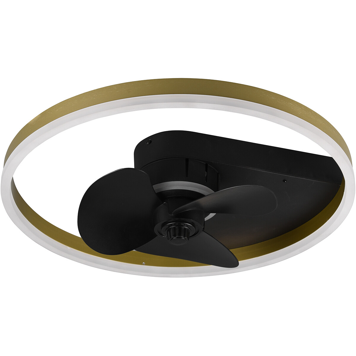 Plafonnier LED avec ventilateur - Ventilateur de Plafond - Trion Borkino - 30W - Couleur de lumière ajustable - Télécommande - Dimmable - Rond - Mat Noir - Aluminium