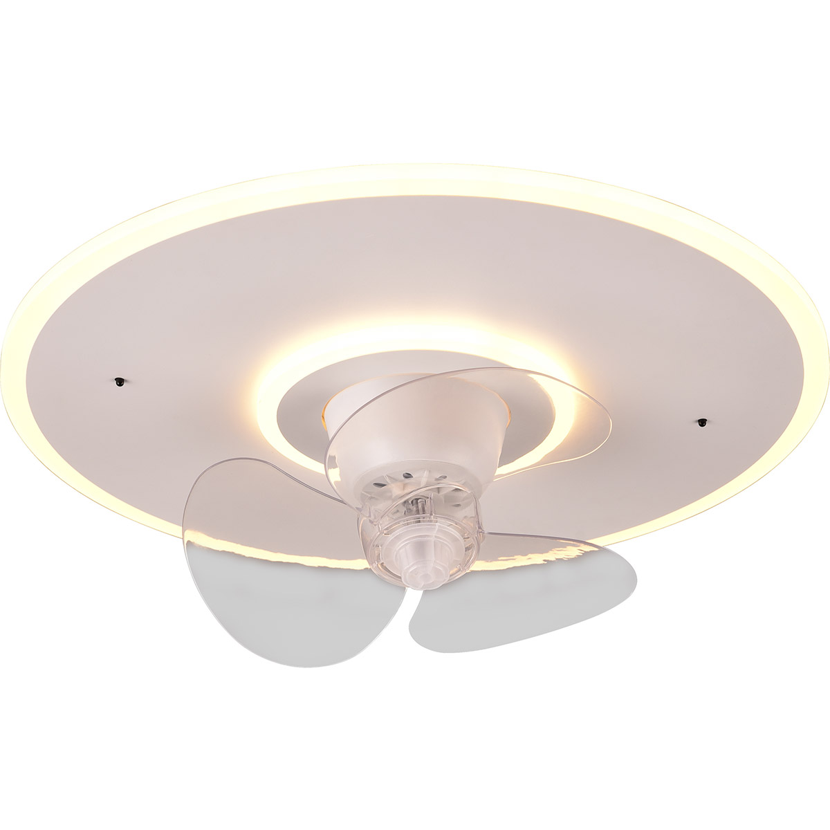 LED Plafonnier avec Ventilateur - Ventilateur de Plafond - Trion Bryan - 30W - Couleur Ajustable - Télécommande - Gradable - Rond - Blanc Mat - Métal