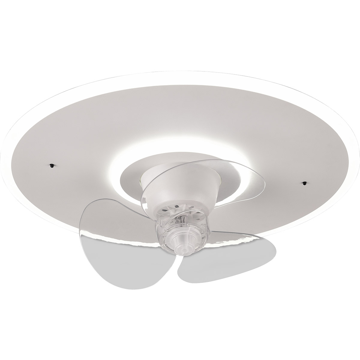 LED Plafonnier avec Ventilateur - Ventilateur de Plafond - Trion Bryan - 30W - Couleur Ajustable - Télécommande - Gradable - Rond - Blanc Mat - Métal