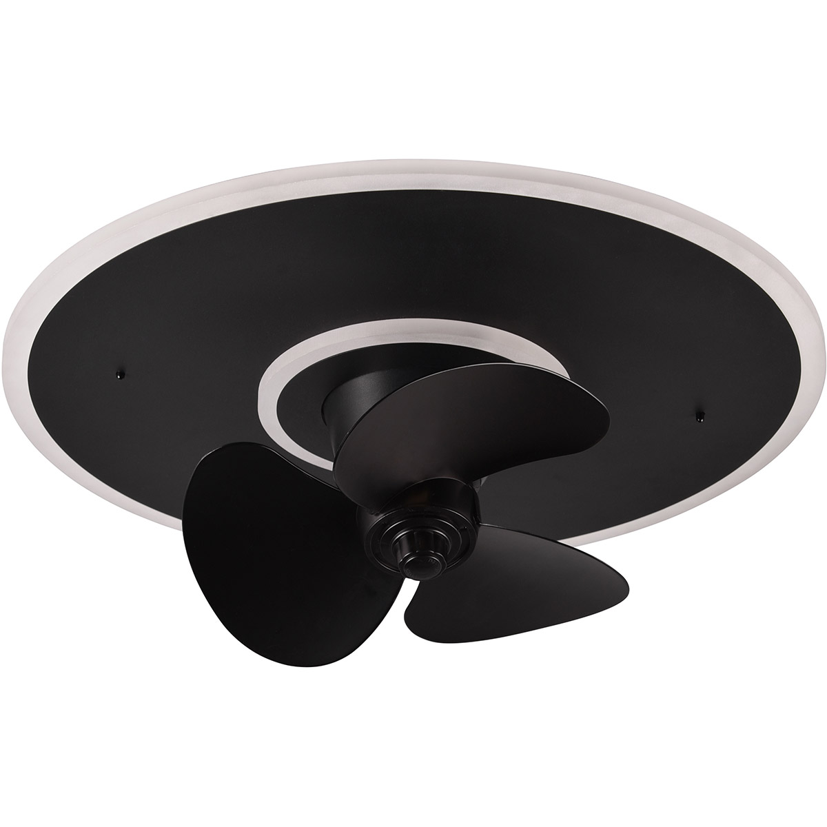 LED Plafonnier avec Ventilateur - Ventilateur de Plafond - Trion Bryan - 30W - Couleur Ajustable - Télécommande - Gradable - Rond - Noir Mat - Métal