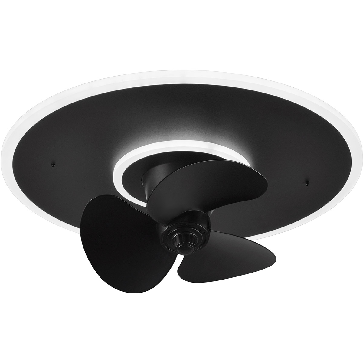 LED Plafonnier avec Ventilateur - Ventilateur de Plafond - Trion Bryan - 30W - Couleur Ajustable - Télécommande - Gradable - Rond - Noir Mat - Métal