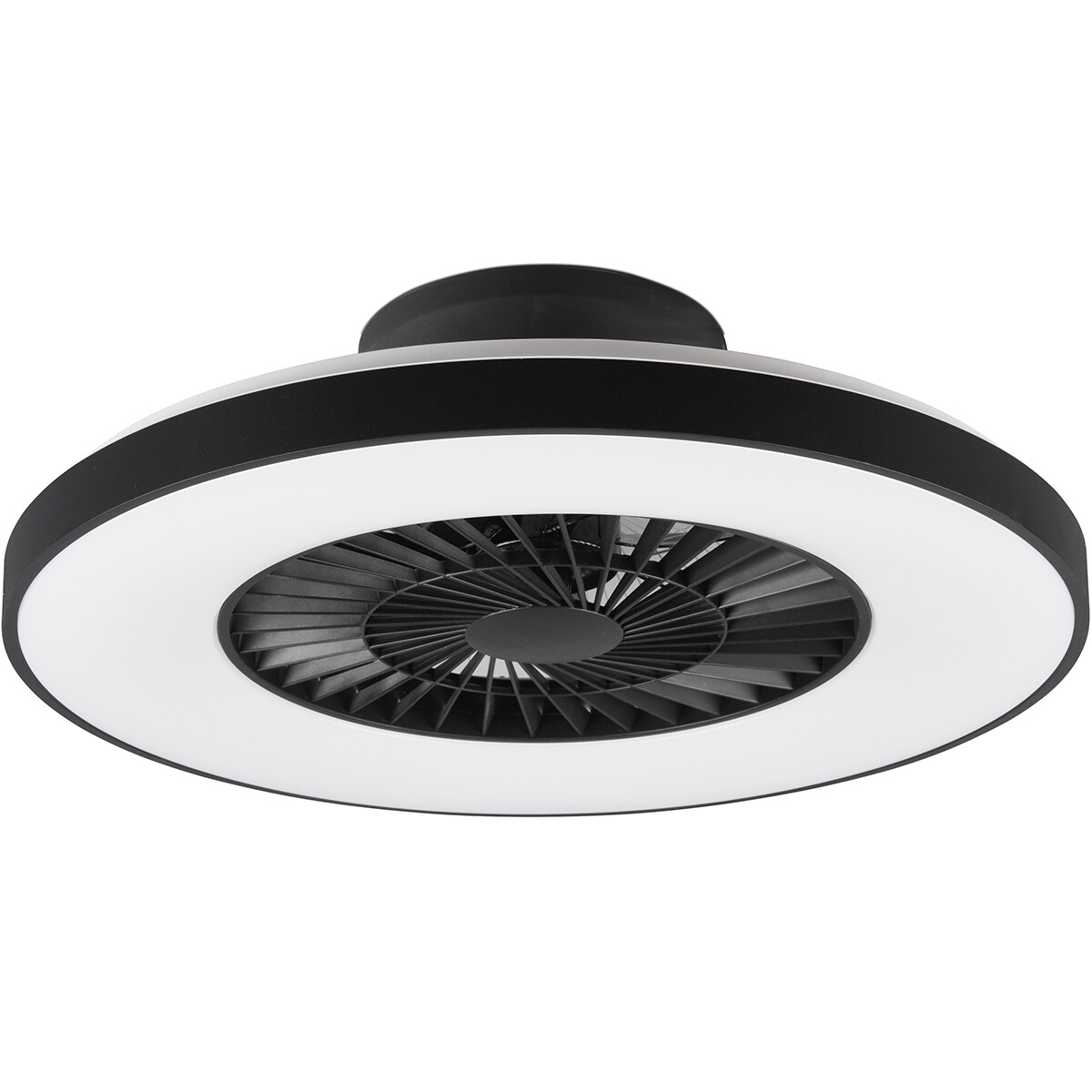 Plafonnier LED avec ventilateur - Ventilateur de Plafond - Trion Halma - 40W - Couleur de lumière ajustable - Télécommande - Dimmable - Rond - Mat Noir - Plastique