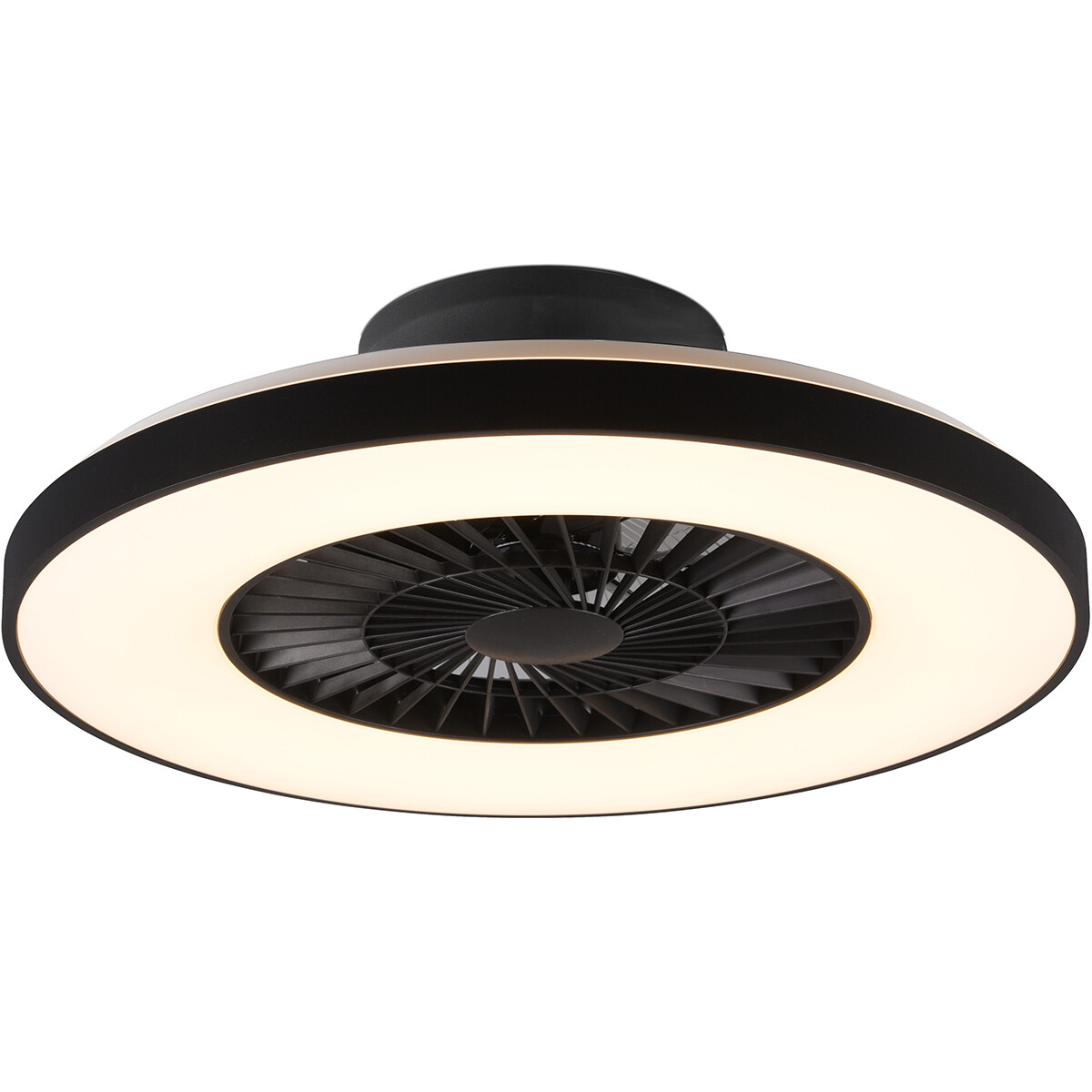 Plafonnier LED avec ventilateur - Ventilateur de Plafond - Trion Halma - 40W - Couleur de lumière ajustable - Télécommande - Dimmable - Rond - Mat Noir - Plastique