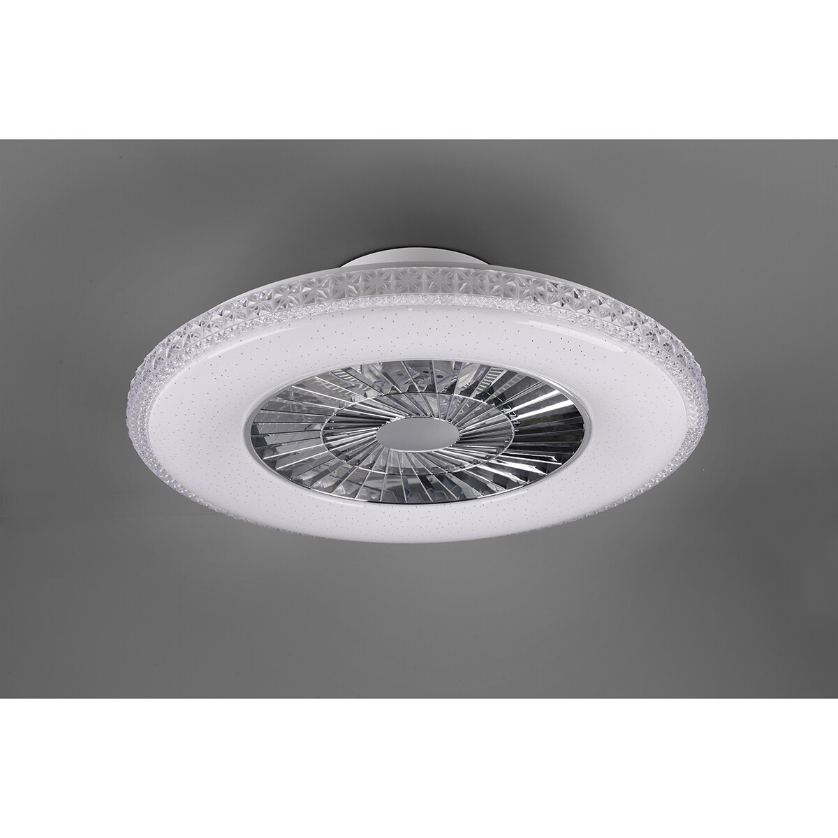 Plafonnier LED avec ventilateur - Ventilateur de Plafond - Trion Haron - 40W - Télécommande - Couleur de lumière ajustable - Dimmable - Rond - Mat Chrome - Plastique