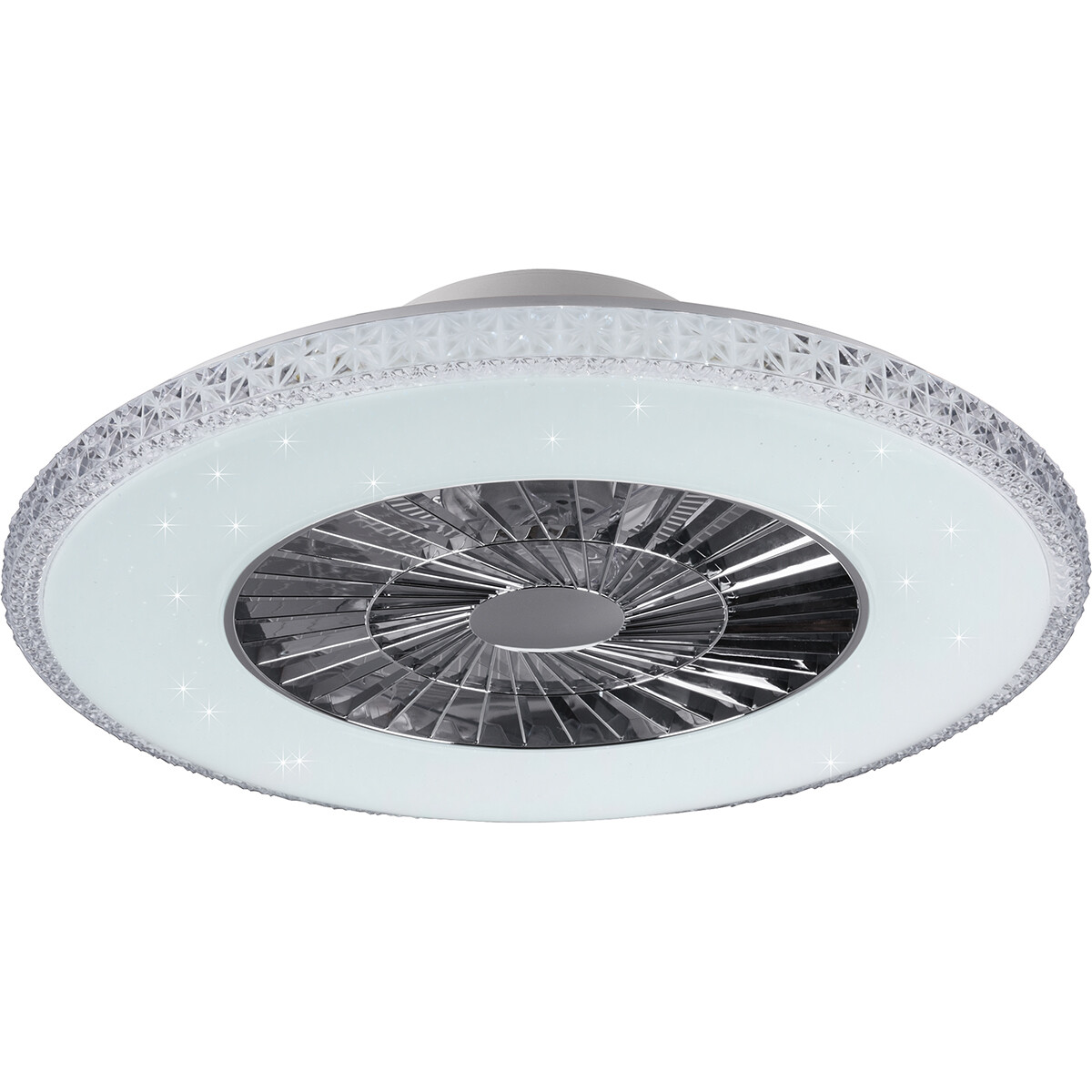 Plafonnier LED avec ventilateur - Ventilateur de Plafond - Trion Haron - 40W - Télécommande - Couleur de lumière ajustable - Dimmable - Rond - Mat Chrome - Plastique