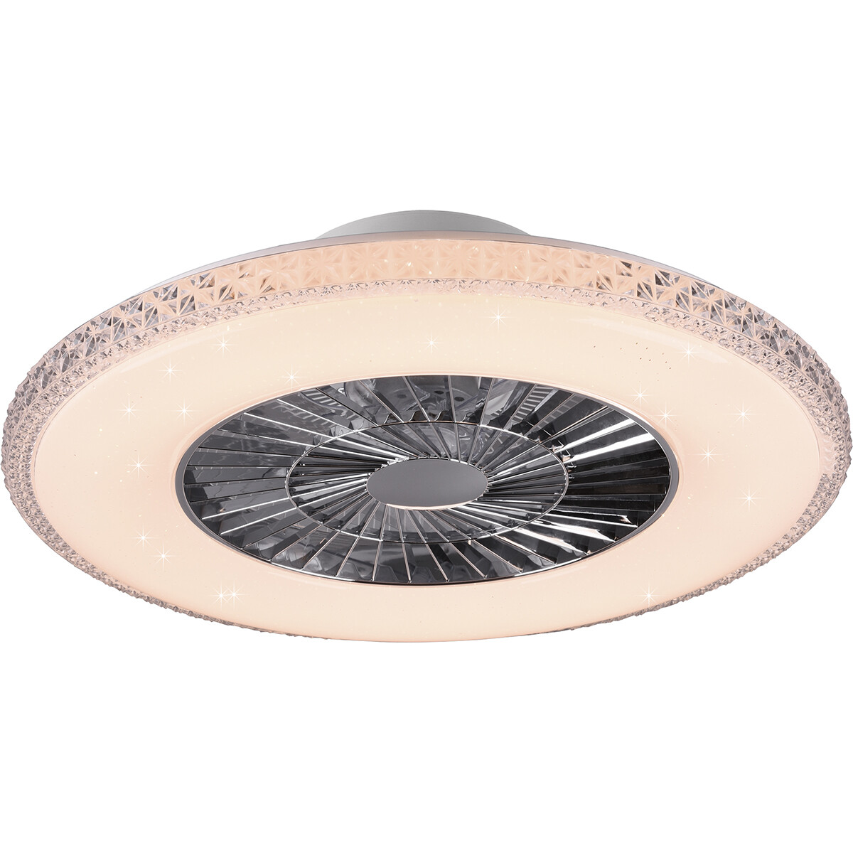 Plafonnier LED avec ventilateur - Ventilateur de Plafond - Trion Haron - 40W - Télécommande - Couleur de lumière ajustable - Dimmable - Rond - Mat Chrome - Plastique