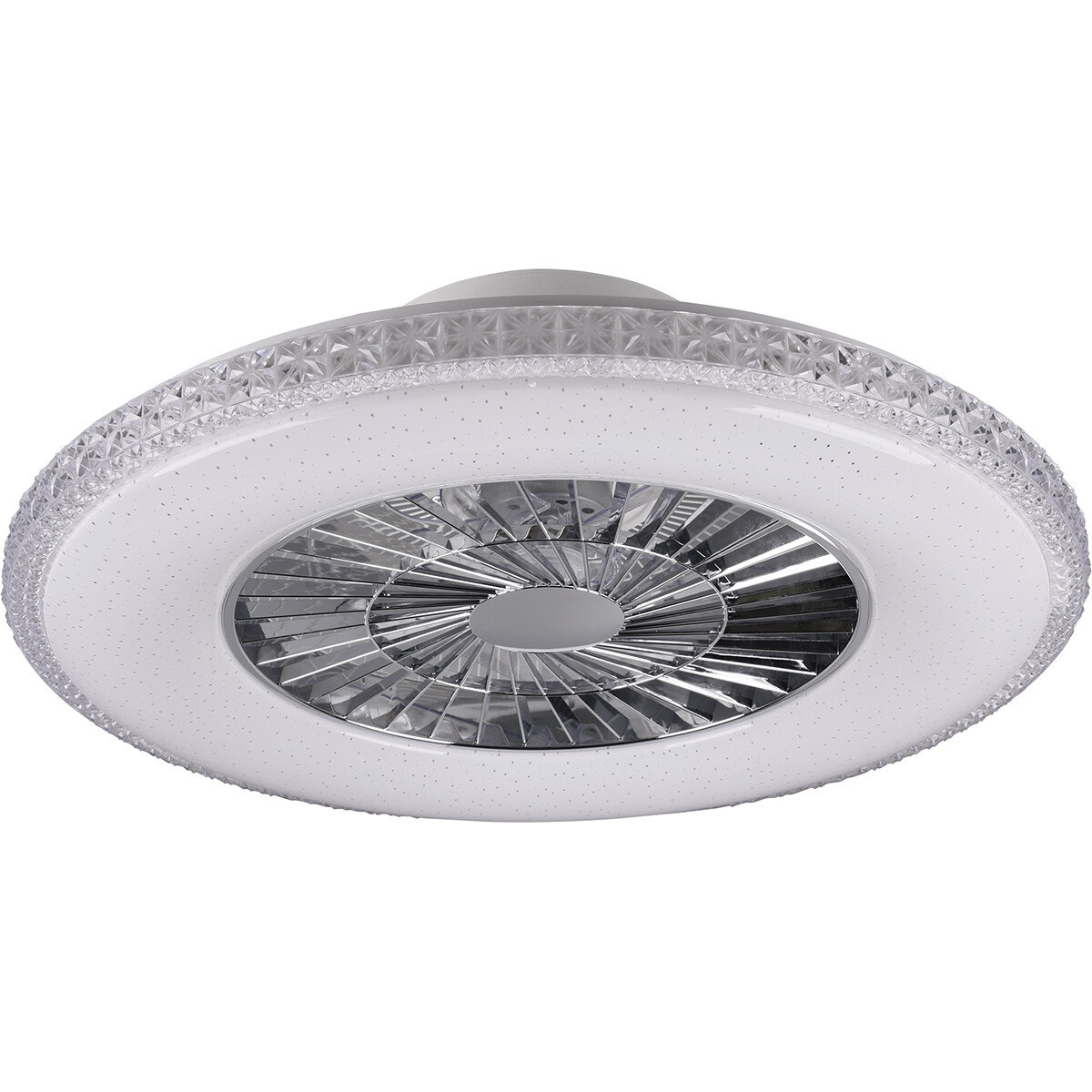 Plafonnier LED avec ventilateur - Ventilateur de Plafond - Trion Haron - 40W - Télécommande - Couleur de lumière ajustable - Dimmable - Rond - Mat Chrome - Plastique