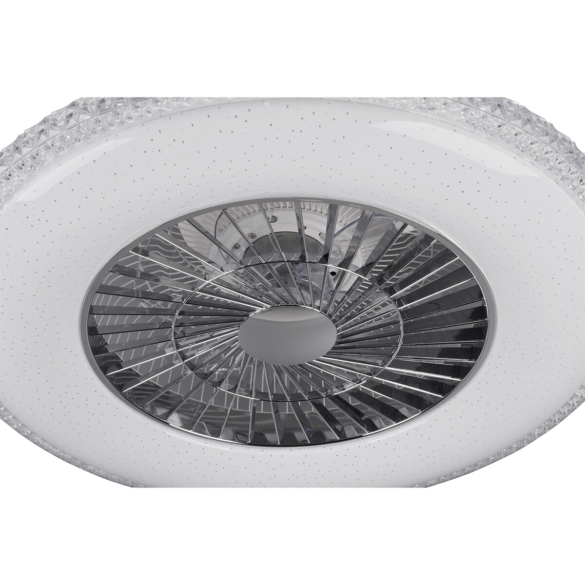 Plafonnier LED avec ventilateur - Ventilateur de Plafond - Trion Haron - 40W - Télécommande - Couleur de lumière ajustable - Dimmable - Rond - Mat Chrome - Plastique