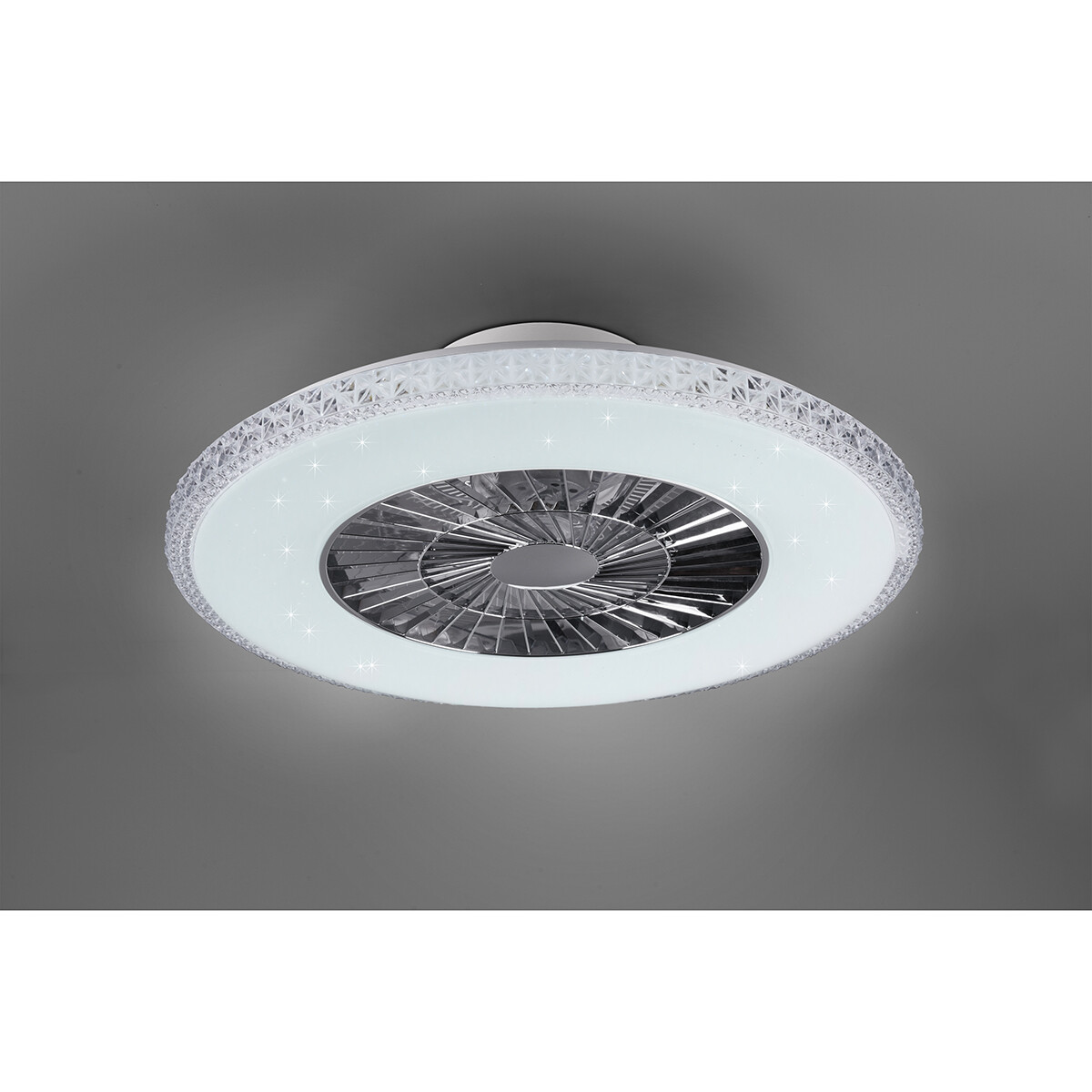 Plafonnier LED avec ventilateur - Ventilateur de Plafond - Trion Haron - 40W - Télécommande - Couleur de lumière ajustable - Dimmable - Rond - Mat Chrome - Plastique