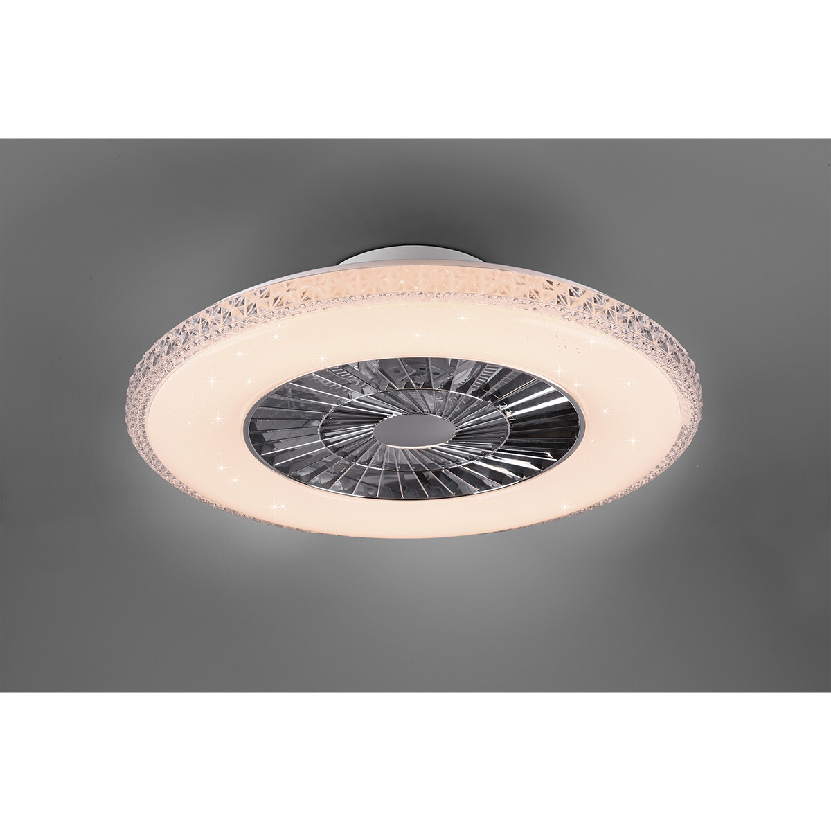 Plafonnier LED avec ventilateur - Ventilateur de Plafond - Trion Haron - 40W - Télécommande - Couleur de lumière ajustable - Dimmable - Rond - Mat Chrome - Plastique