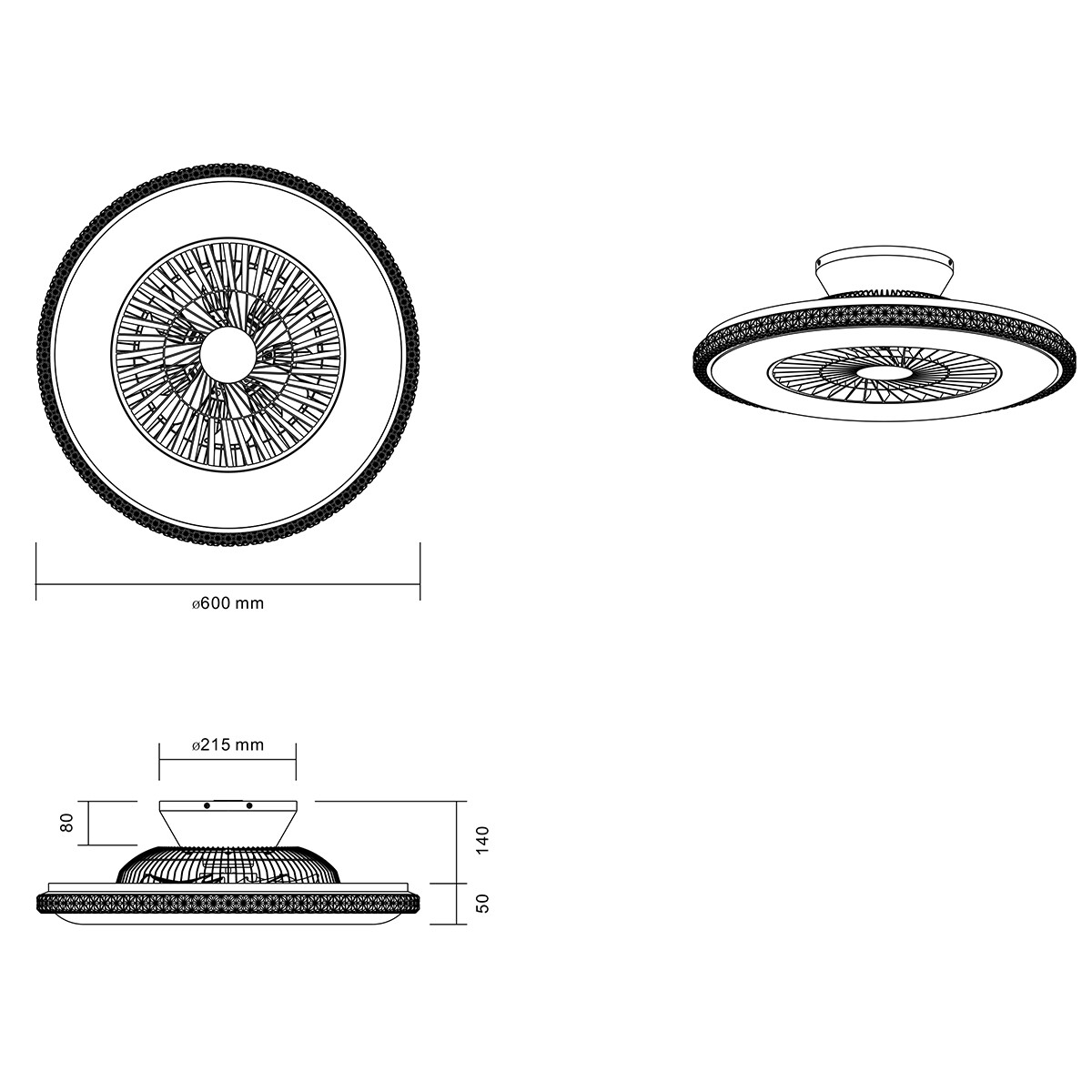 Plafonnier LED avec ventilateur - Ventilateur de Plafond - Trion Haron - 40W - Télécommande - Couleur de lumière ajustable - Dimmable - Rond - Mat Chrome - Plastique