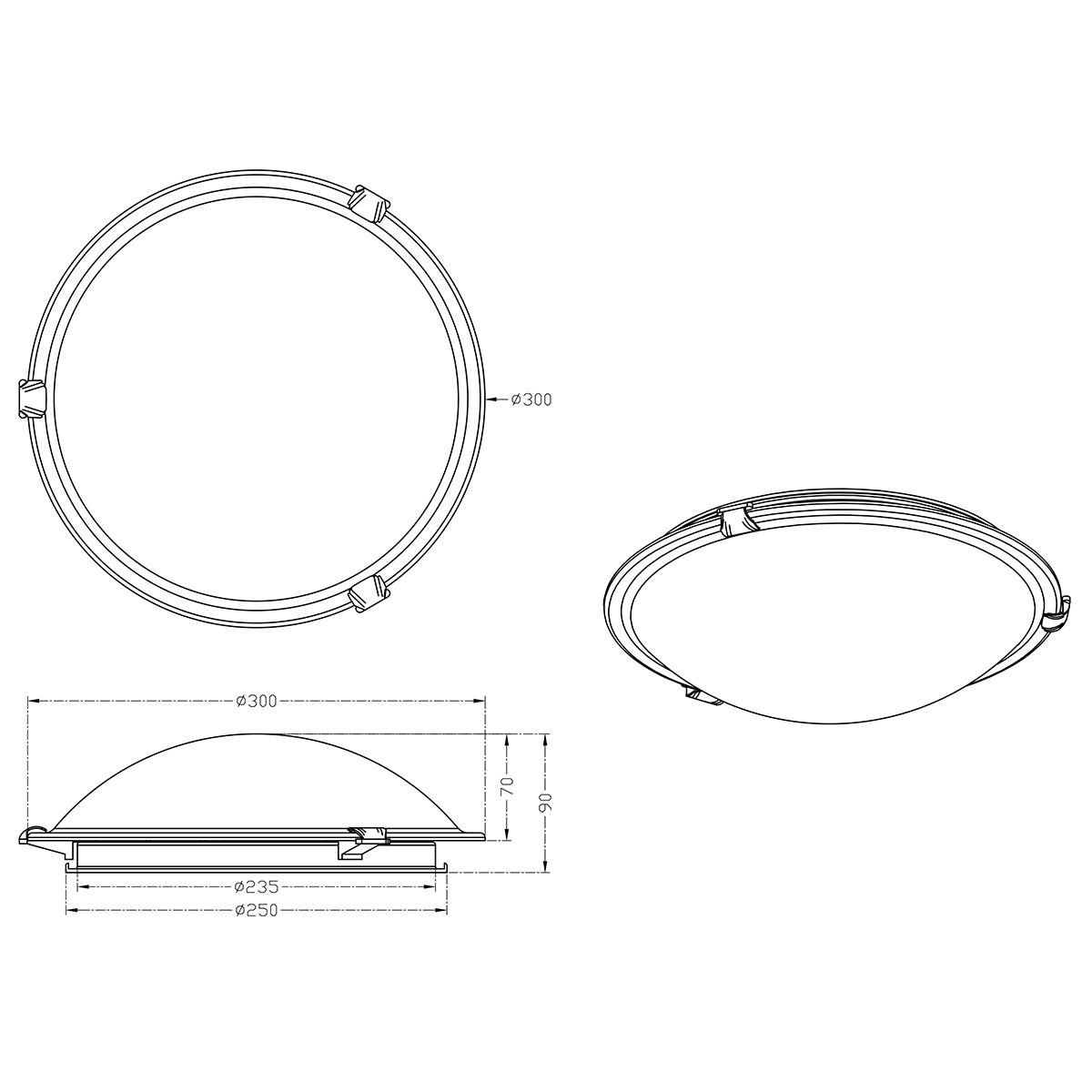 Plafonnier LED - Éclairage de Plafond - Trion Adirona - Douille E27 - Rond - Mat Nickel - Aluminium