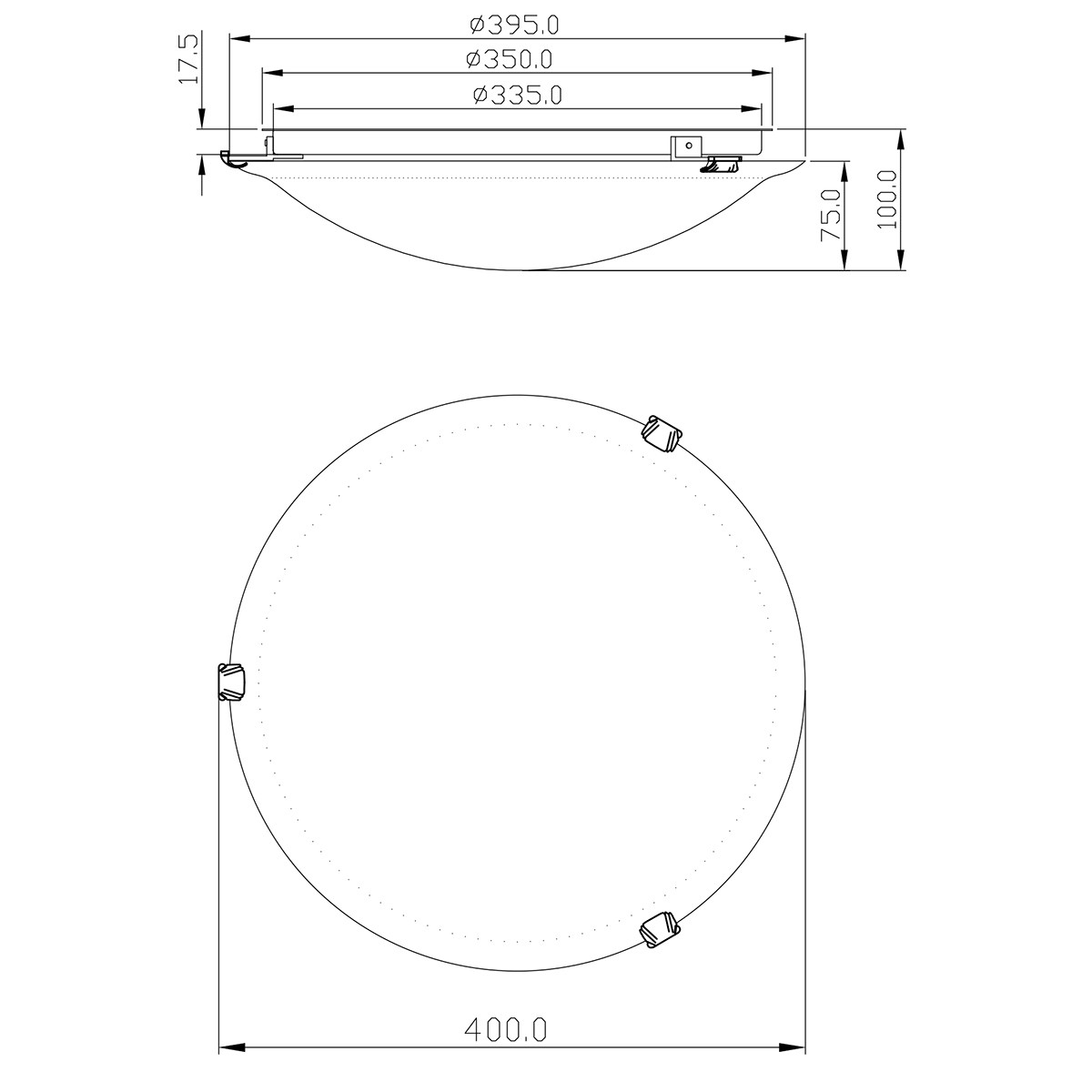 Plafonnier LED - Éclairage de Plafond - Trion Adirona XL - Douille E27 - Rond - Mat Nickel - Aluminium