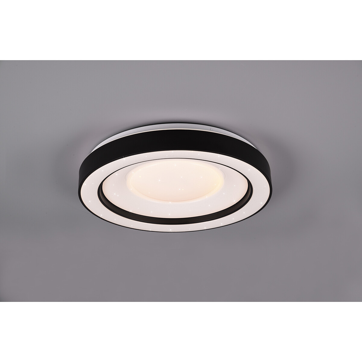 Plafonnier LED - Éclairage de Plafond - Trion Aroma - 22W - RGBW - Dimmable - Couleur de lumière ajustable - Télécommande - Lumière Étoile - Rond - Mat Noir - Plastique