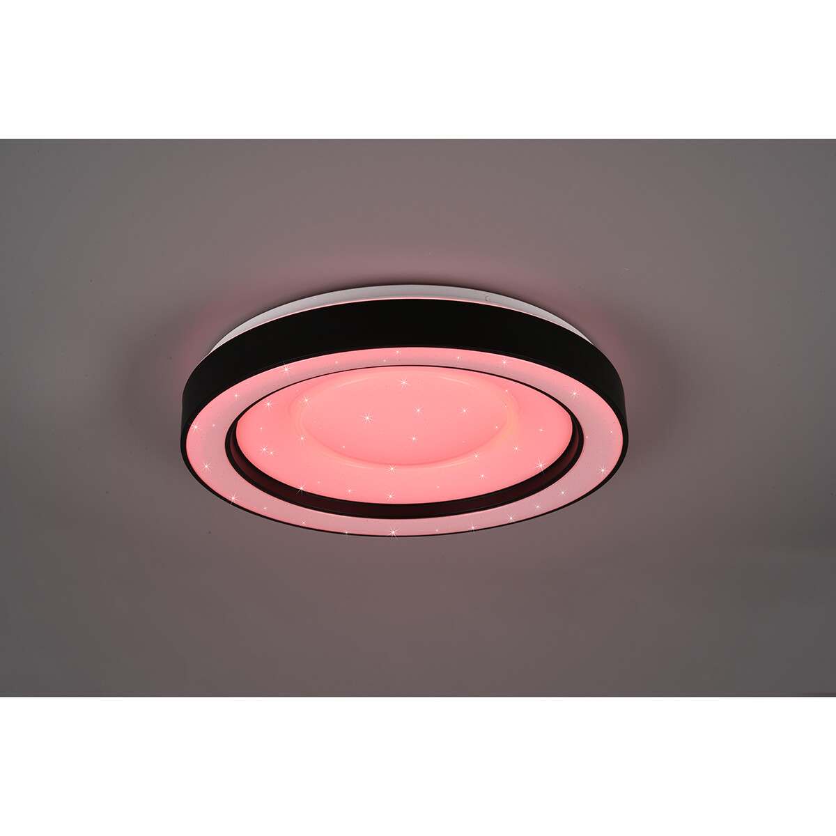 Plafonnier LED - Éclairage de Plafond - Trion Aroma - 22W - RGBW - Dimmable - Couleur de lumière ajustable - Télécommande - Lumière Étoile - Rond - Mat Noir - Plastique