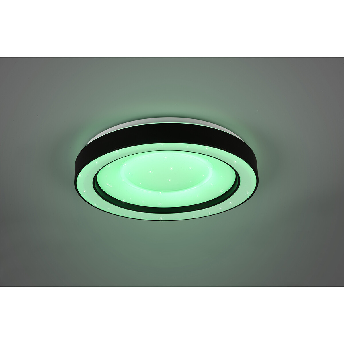 Plafonnier LED - Éclairage de Plafond - Trion Aroma - 22W - RGBW - Dimmable - Couleur de lumière ajustable - Télécommande - Lumière Étoile - Rond - Mat Noir - Plastique