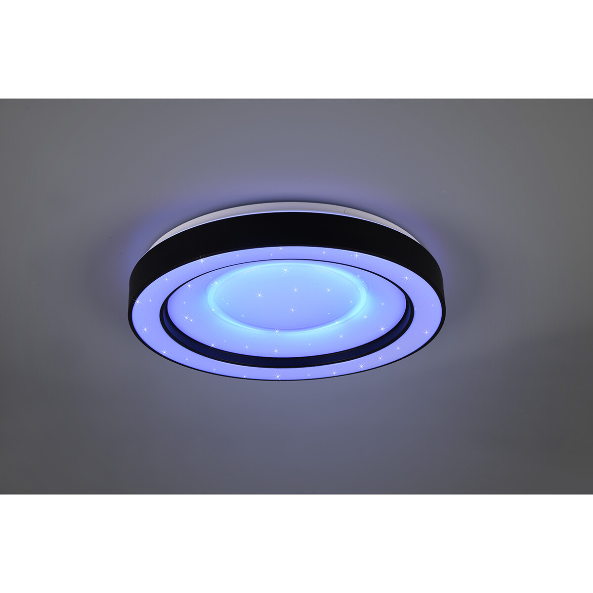 Plafonnier LED - Éclairage de Plafond - Trion Aroma - 22W - RGBW - Dimmable - Couleur de lumière ajustable - Télécommande - Lumière Étoile - Rond - Mat Noir - Plastique