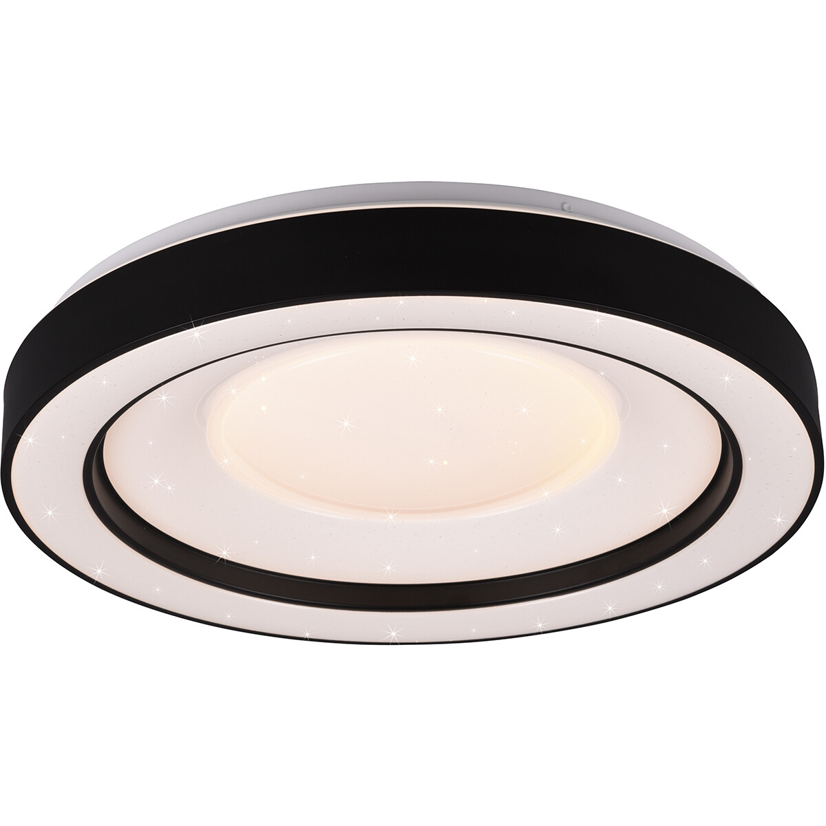 Plafonnier LED - Éclairage de Plafond - Trion Aroma - 22W - RGBW - Dimmable - Couleur de lumière ajustable - Télécommande - Lumière Étoile - Rond - Mat Noir - Plastique