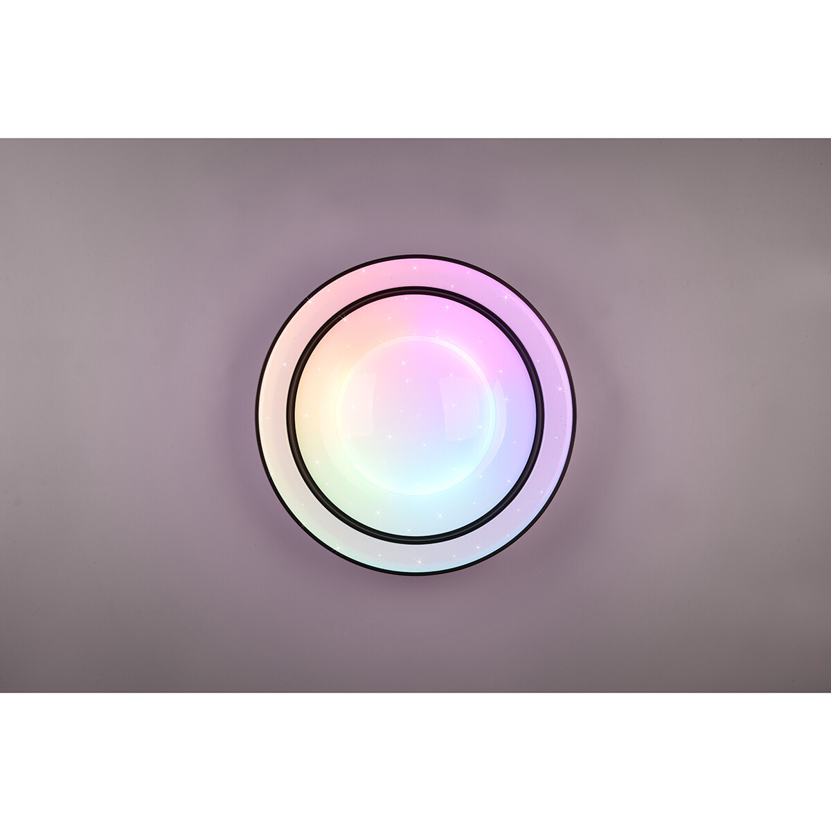 Plafonnier LED - Éclairage de Plafond - Trion Aroma - 22W - RGBW - Dimmable - Couleur de lumière ajustable - Télécommande - Lumière Étoile - Rond - Mat Noir - Plastique