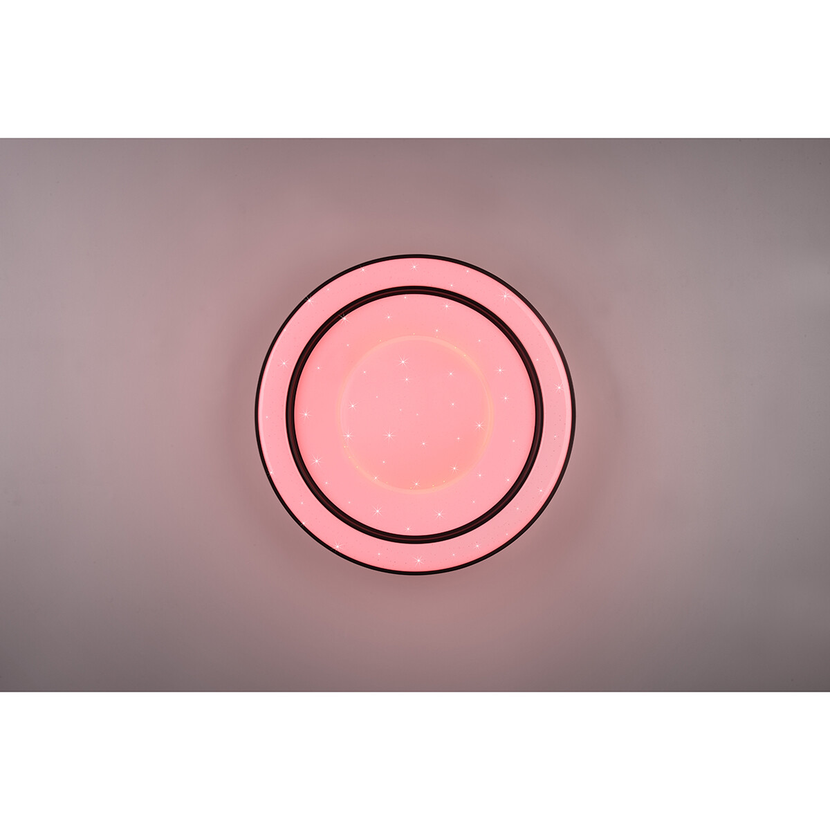 Plafonnier LED - Éclairage de Plafond - Trion Aroma - 22W - RGBW - Dimmable - Couleur de lumière ajustable - Télécommande - Lumière Étoile - Rond - Mat Noir - Plastique