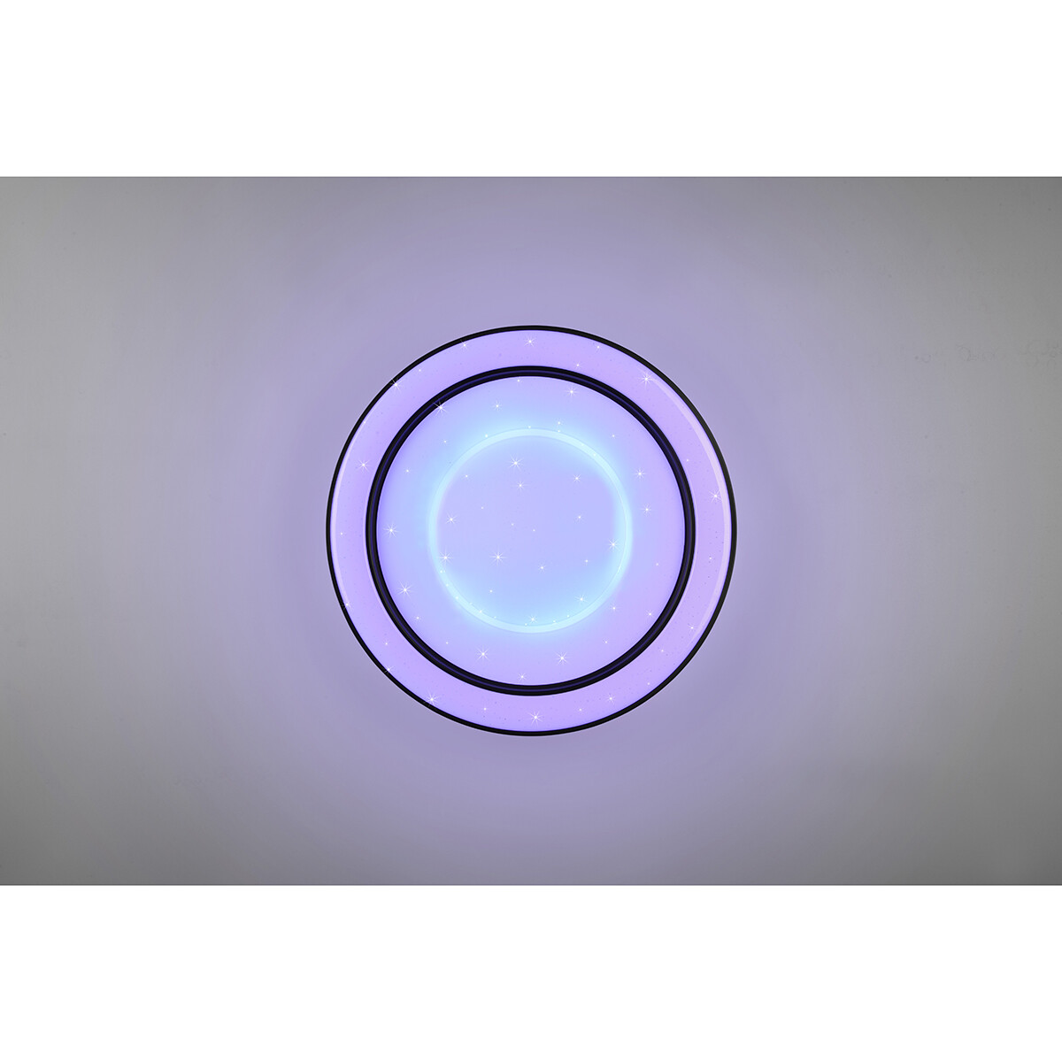 Plafonnier LED - Éclairage de Plafond - Trion Aroma - 22W - RGBW - Dimmable - Couleur de lumière ajustable - Télécommande - Lumière Étoile - Rond - Mat Noir - Plastique