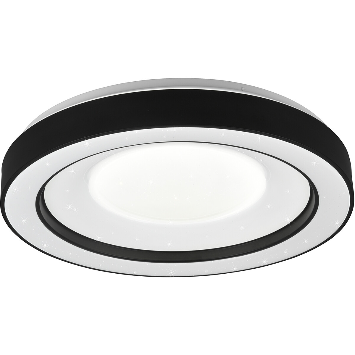 Plafonnier LED - Éclairage de Plafond - Trion Aroma - 22W - RGBW - Dimmable - Couleur de lumière ajustable - Télécommande - Lumière Étoile - Rond - Mat Noir - Plastique