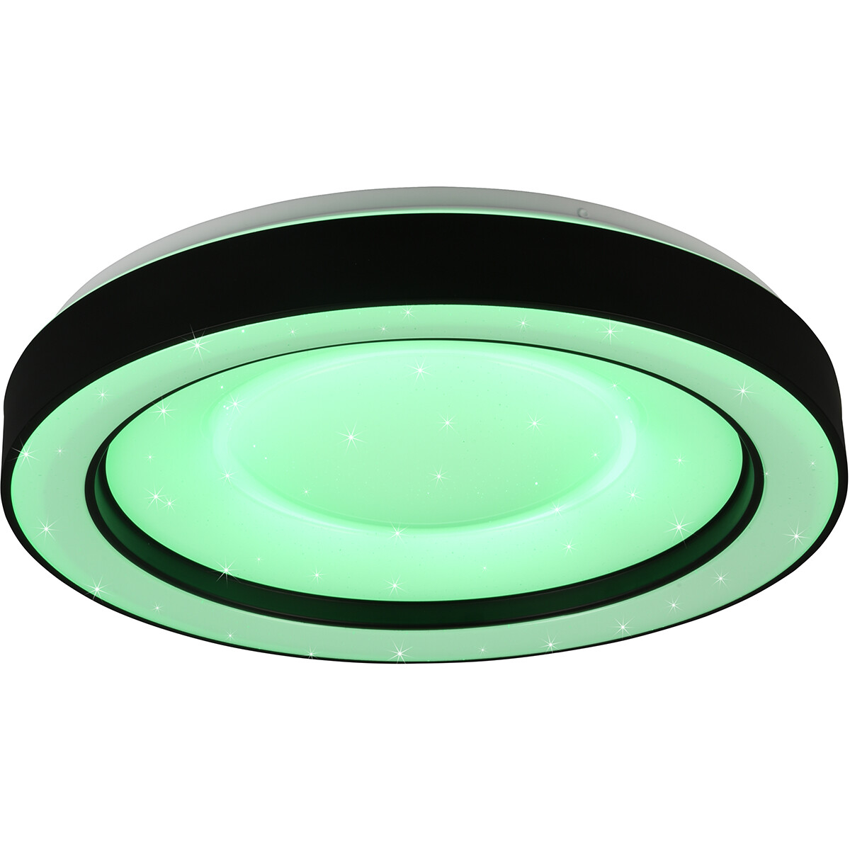 Plafonnier LED - Éclairage de Plafond - Trion Aroma - 22W - RGBW - Dimmable - Couleur de lumière ajustable - Télécommande - Lumière Étoile - Rond - Mat Noir - Plastique