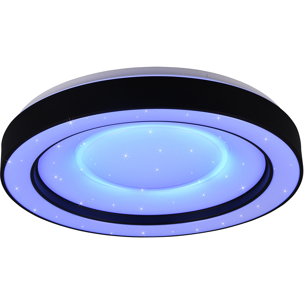 Plafonnier LED - Éclairage de Plafond - Trion Aroma - 22W - RGBW - Dimmable - Couleur de lumière ajustable - Télécommande - Lumière Étoile - Rond - Mat Noir - Plastique