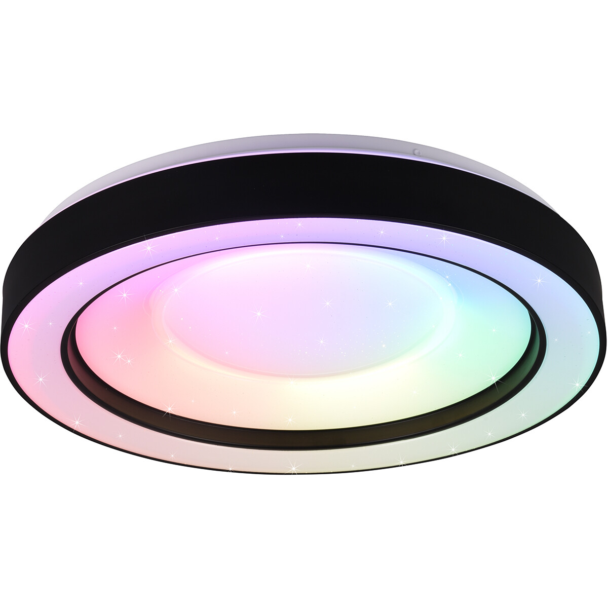 Plafonnier LED - Éclairage de Plafond - Trion Aroma - 22W - RGBW - Dimmable - Couleur de lumière ajustable - Télécommande - Lumière Étoile - Rond - Mat Noir - Plastique